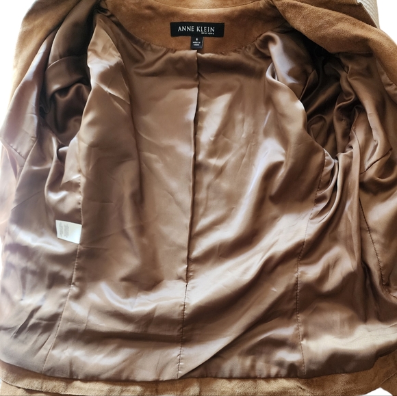 EUC Anne Klein Leather Blazer Jacket Brown - Picture 3 of 5